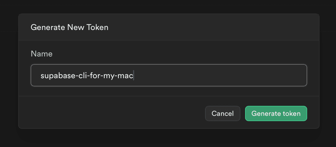 Access Tokenの名前を入力するダイアログ