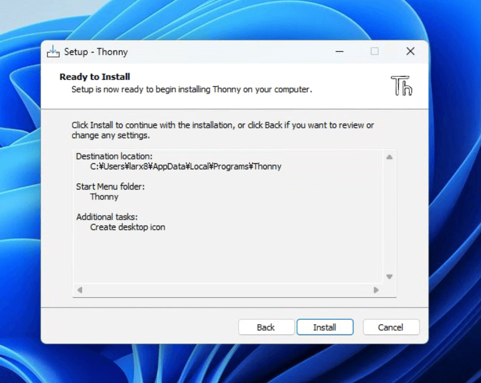 Thonnyのインストール準備完了