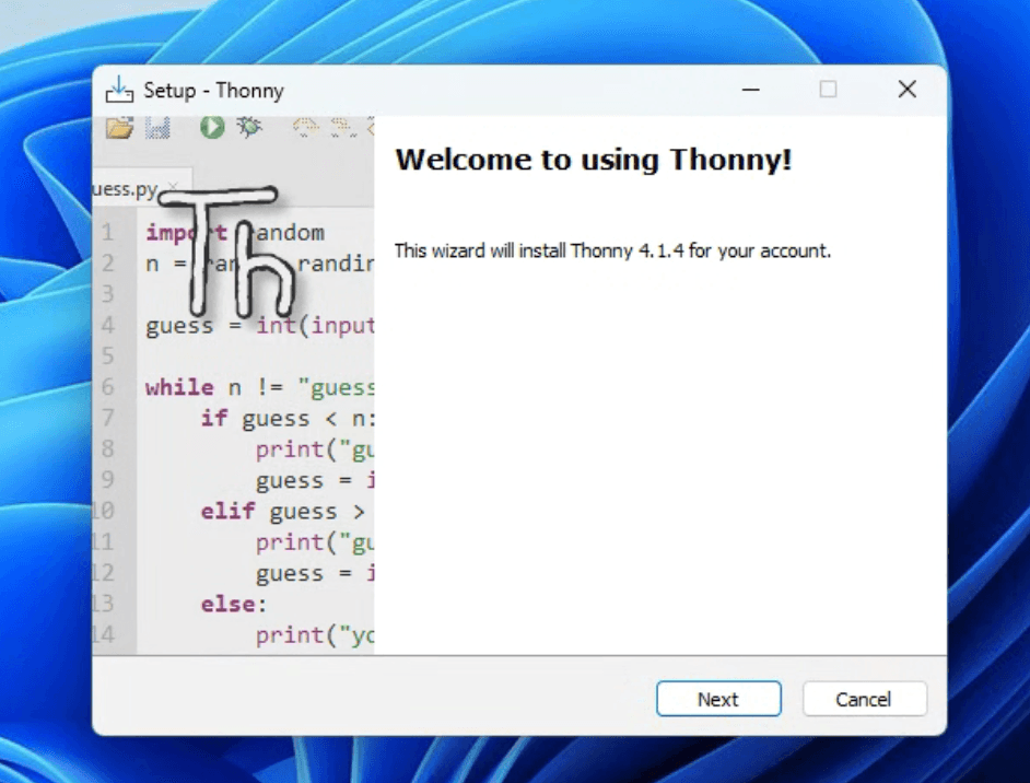 ThonnyのWelcome画面